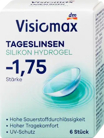 Visiomax Silicone hydrogel daily contact lenses, diopter -1.75, 6 units