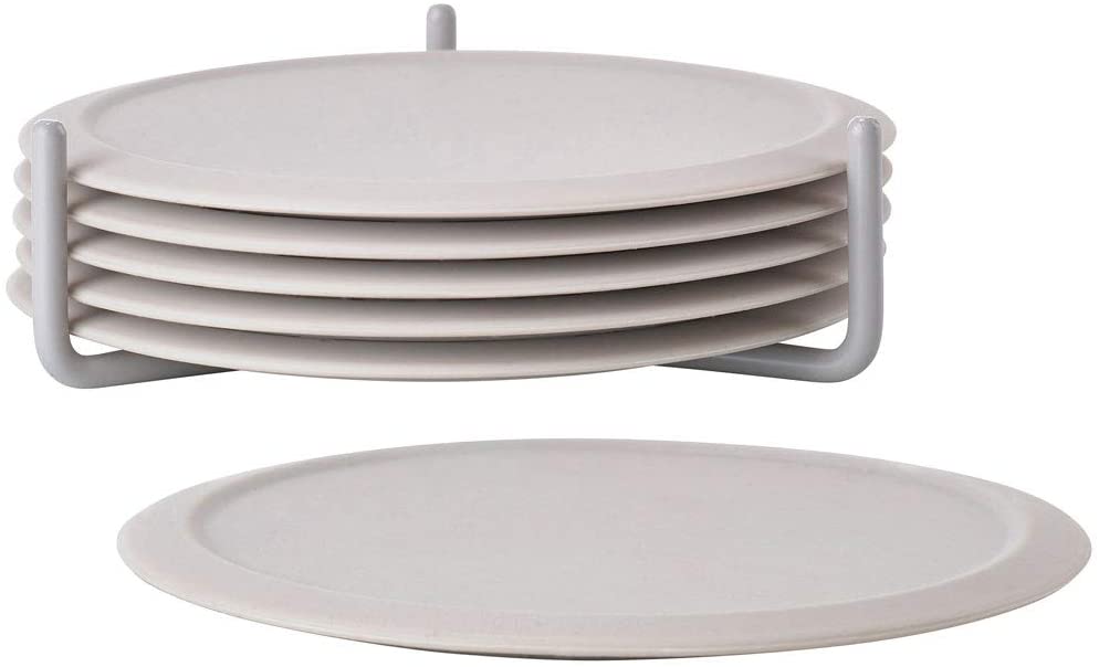 Zone Denmark Singles Silicone Glass Coasters, Set of 6, Warm Grey