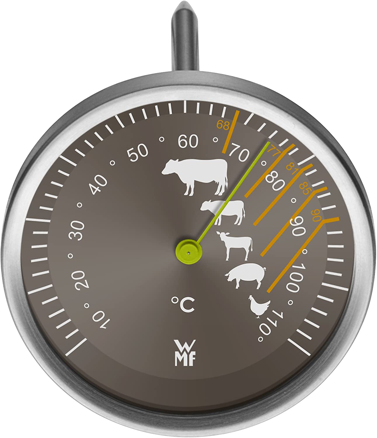 WMF Analogue Meat Thermometer 6.3 cm, Roasting Thermometer with Yarn Marks for Steak Beef, Veal, Lamb, Pork, Ham, Probe up to 110°C