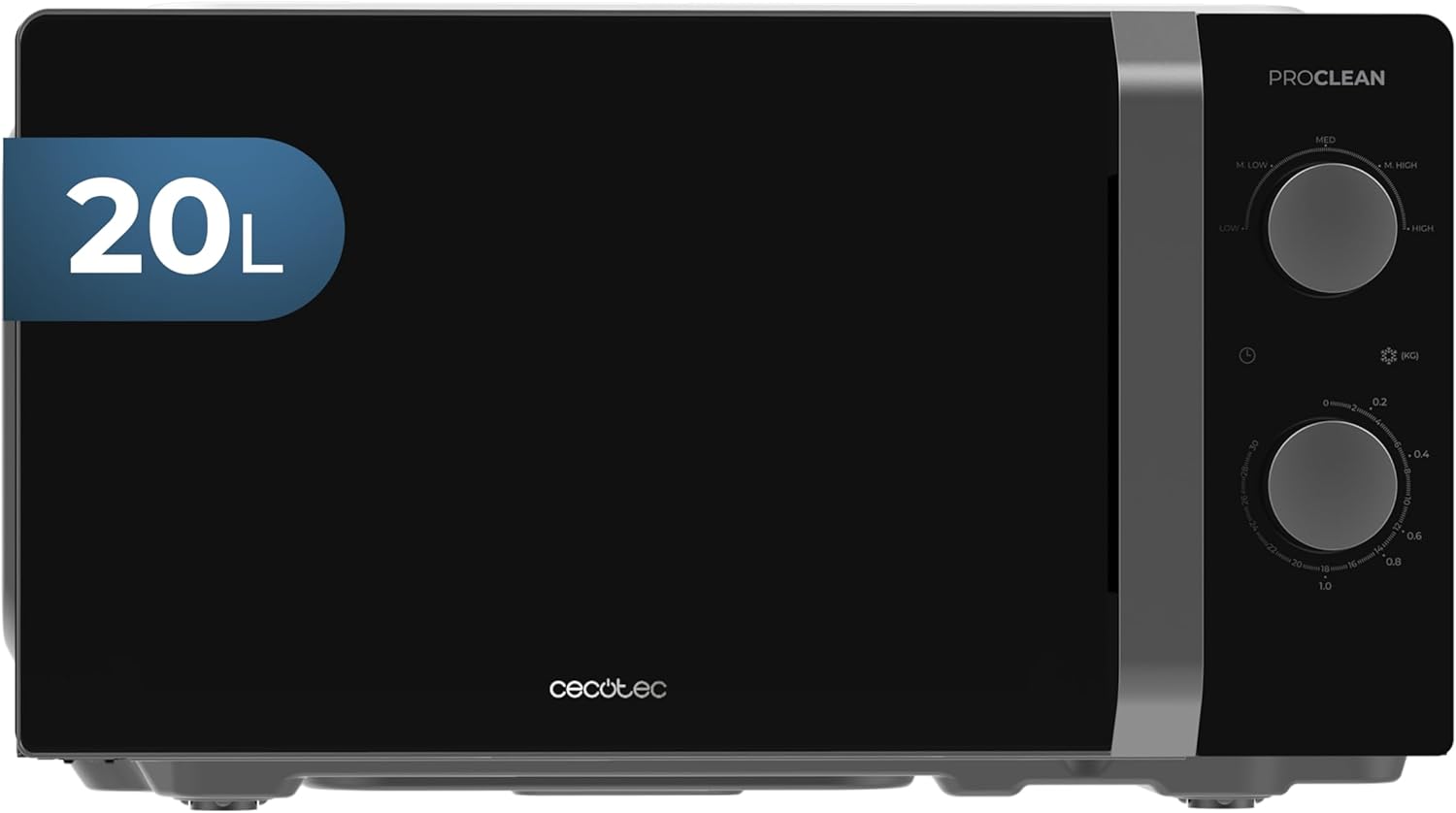 Cecotec Proclean 2010 Microwave Inverter 19 L 700 W 19 Litre Capacity 5 Power Levels Turntable with 245 mm Diameter Timer up to 30 Minutes and Acoustic Signal Transmitter
