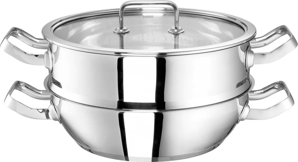 ROHE Germany Conia stainless steel braising pan, 28 cm, with steamer attachment