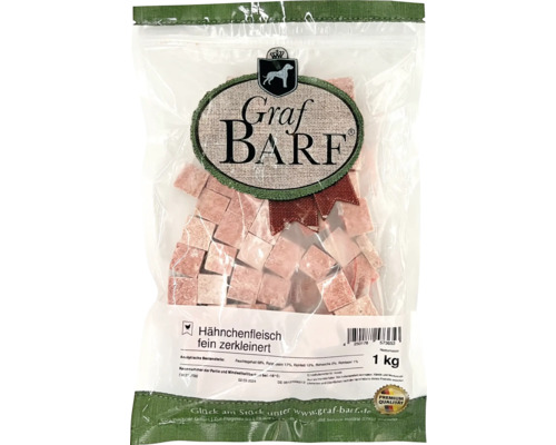 Raw food dog food BARF Graf BARF chicken muscle meat finely minced 1.0 kg deep frozen