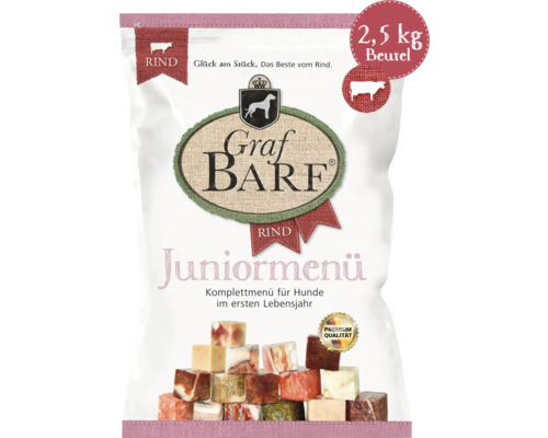 Raw dog food BARF Graf BARF Junior Beef 2.5 kg deep frozen
