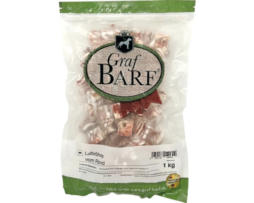 Raw dog food, frozen BARF, Graf BARF, beef trachea, 1.0 kg, deep-frozen