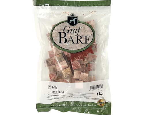 Raw food dog food BARF Graf BARF spleen beef 1.0 kg deep frozen