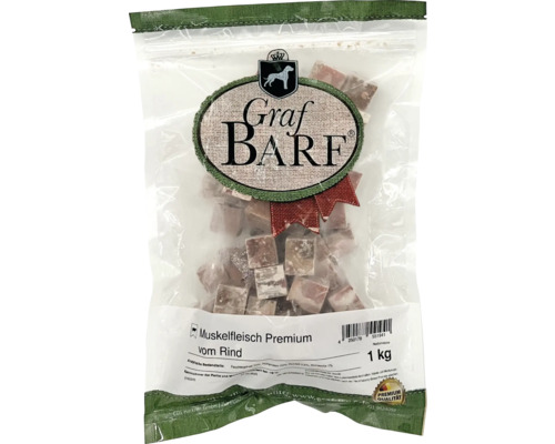 Raw food dog food BARF Graf BARF muscle meat premium beef 1.0 kg deep frozen