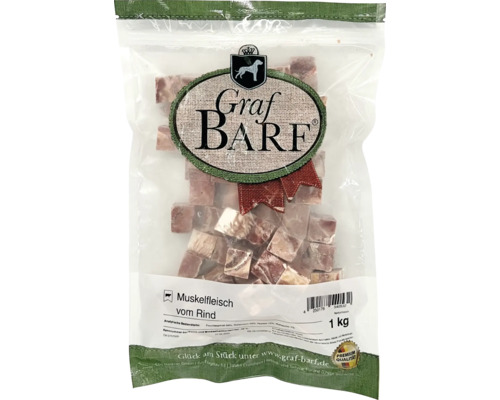 Raw dog food BARF Graf BARF muscle meat beef 1.0 kg deep frozen