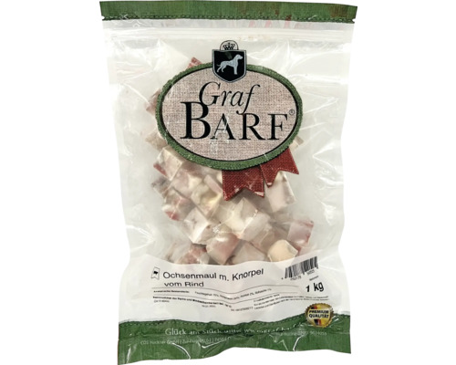 Raw food dog food BARF Graf BARF Ox muzzle with cartilage beef 1.0 kg deep frozen