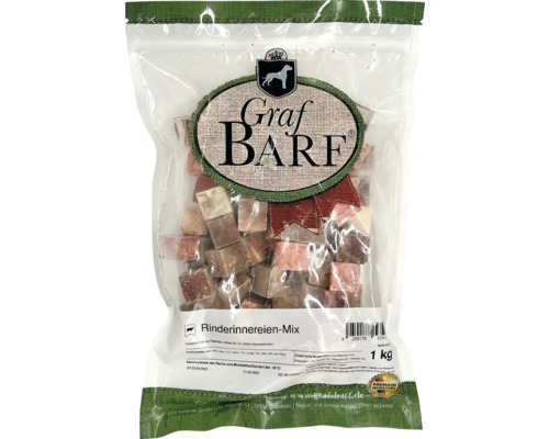 Raw food, frozen dog food BARF Graf BARF beef offal mix 1.0 kg deep frozen