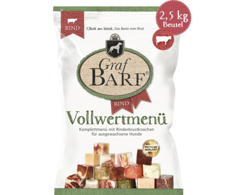 Raw dog food, frozen BARF, Graf BARF complete menu beef, 2.5 kg, deep-frozen