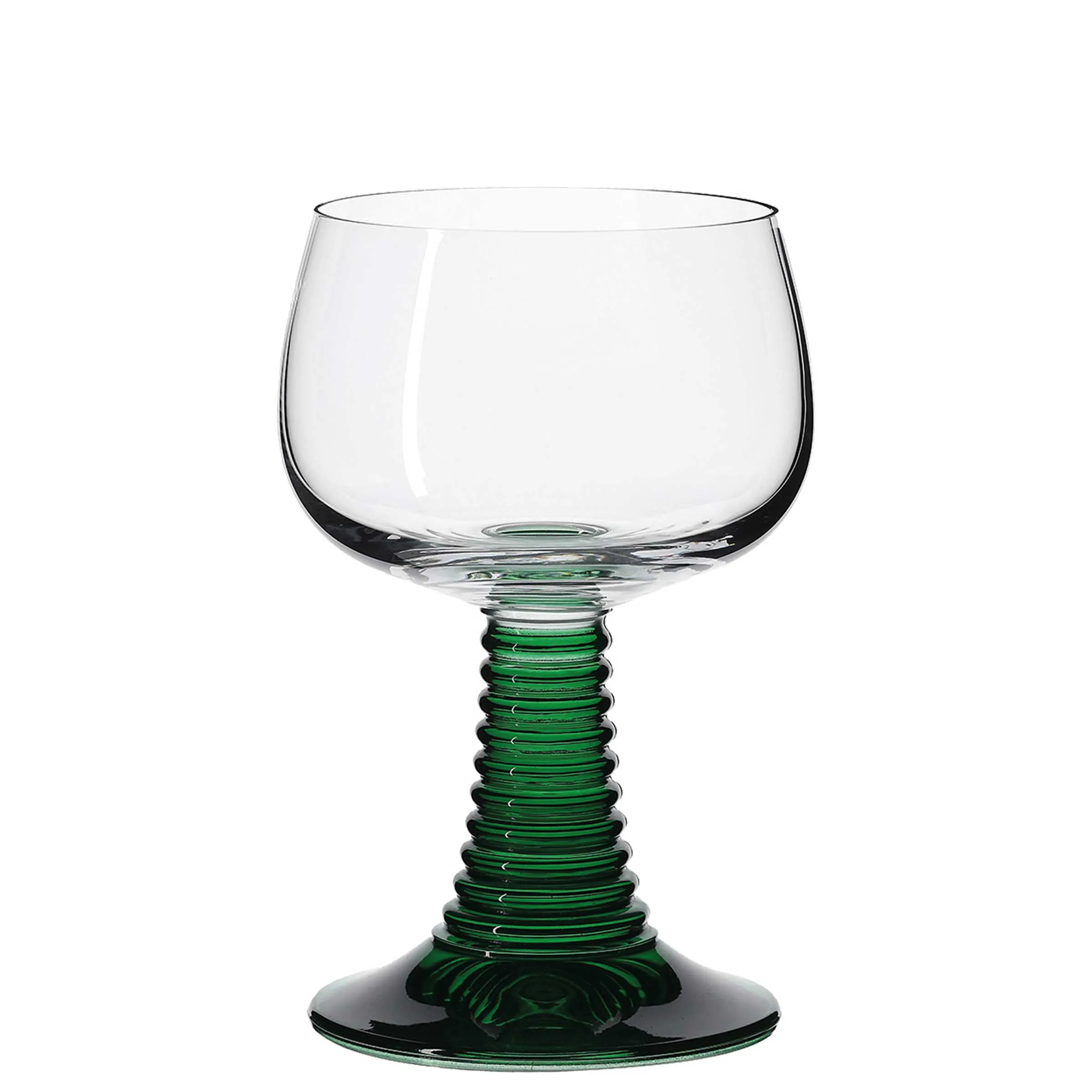 Roman-style glass with green base and fill line 0.2 ltr. |-|, Contents: 270 ml, H: 137 mm, D: 90 mm, 12 sets