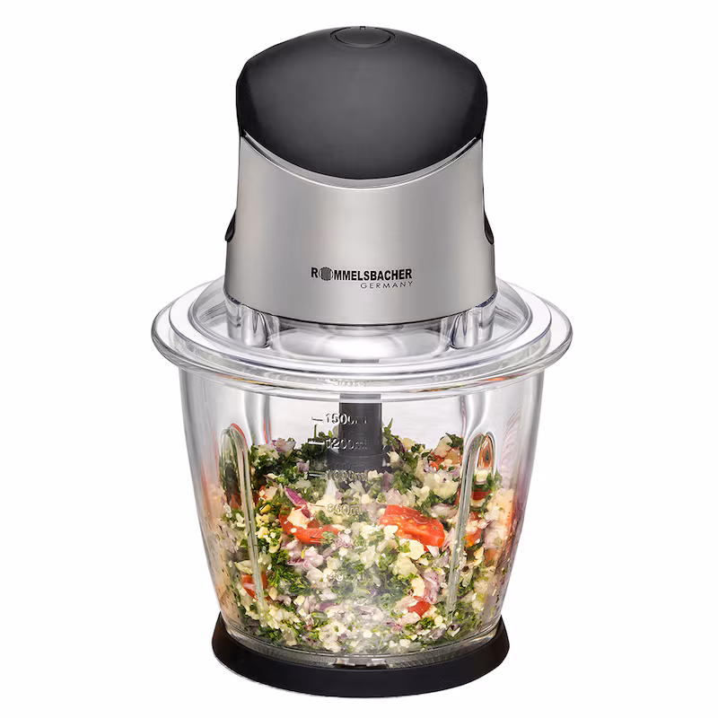 ROMMELSBACHER Multi Chopper MZ 500, powerful motor, 4-blade special stainless steel knife, 1.5 liter glass container
