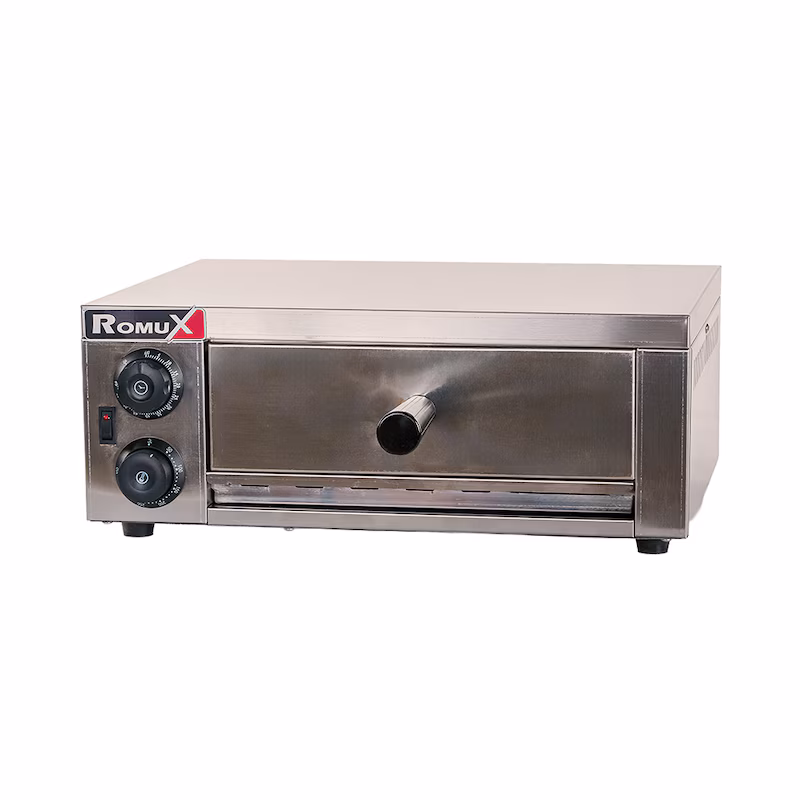 Romux® Compact Single-Chamber Electric Pizza Oven for 1 Pizza (30 cm) Made of Stainless Steel with Rapid Heating | Max. Temperature 350 °C - 1600 W
