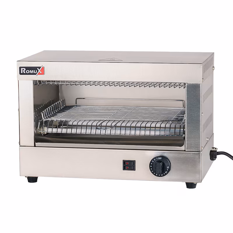 Romux® Toaster, Tabletop Model, 45x25 cm | Capacity: 150 toasts/hour | Professional Stainless Steel Toaster with Temperature Control, 2000 W