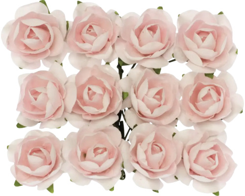 Pink roses with wire, 18 mm, 12 pieces