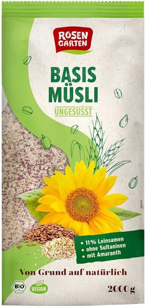 Rosengarten Naturkost Rosengarten Basic Muesli unsweetened -- 2000g