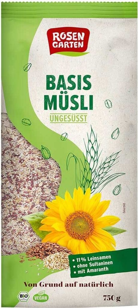 Rosengarten Naturkost Rosengarten Basic Muesli unsweetened -- 750g