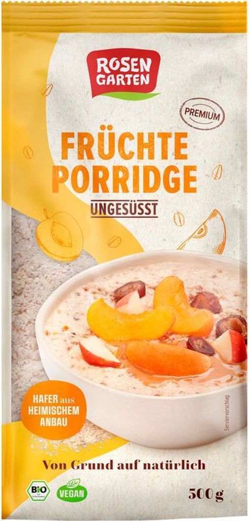 Rosengarten Naturkost Rosengarten Fruit Porridge unsweetened -- 500g x 6 - 6-pack VPE