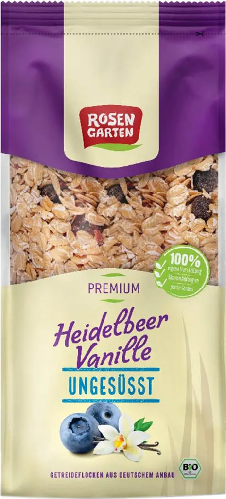 Rosengarten Naturkost Rosengarten Blueberry-Vanilla Muesli unsweetened -- 400g