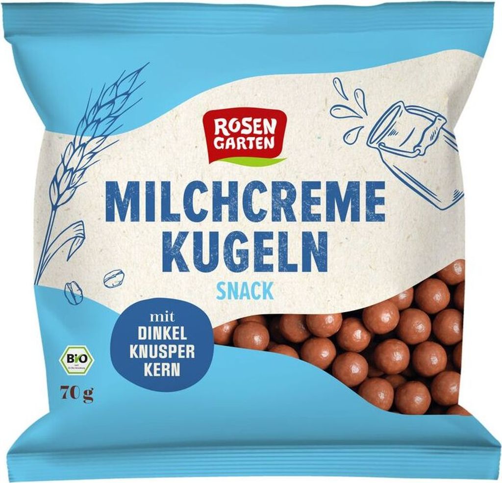 Rosengarten Naturkost Rosengarten Milk Cream Balls with Spelt Crunchy Center -- 70g