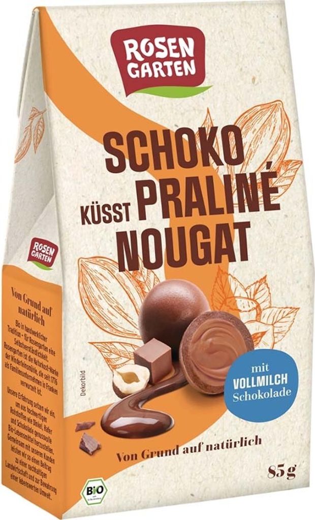 Rosengarten Naturkost Rosengarten - Chocolate kisses Praline Nougat - 85g