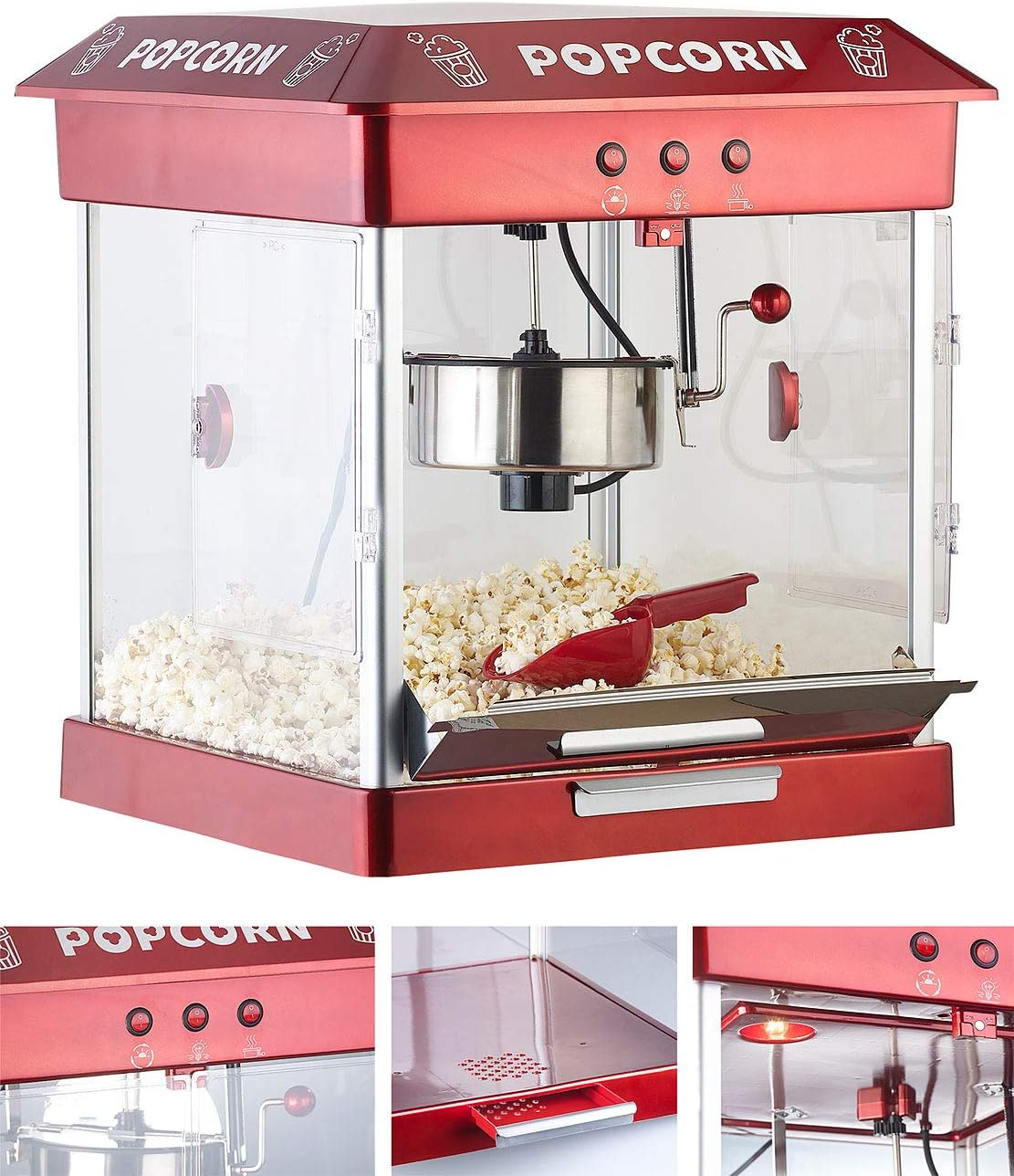 Rosenstein & Söhne Popcorn Maker: Professional Gastro Popcorn Machine with Stainless Steel Kettle, 800 Watts (Popcorn Machine)