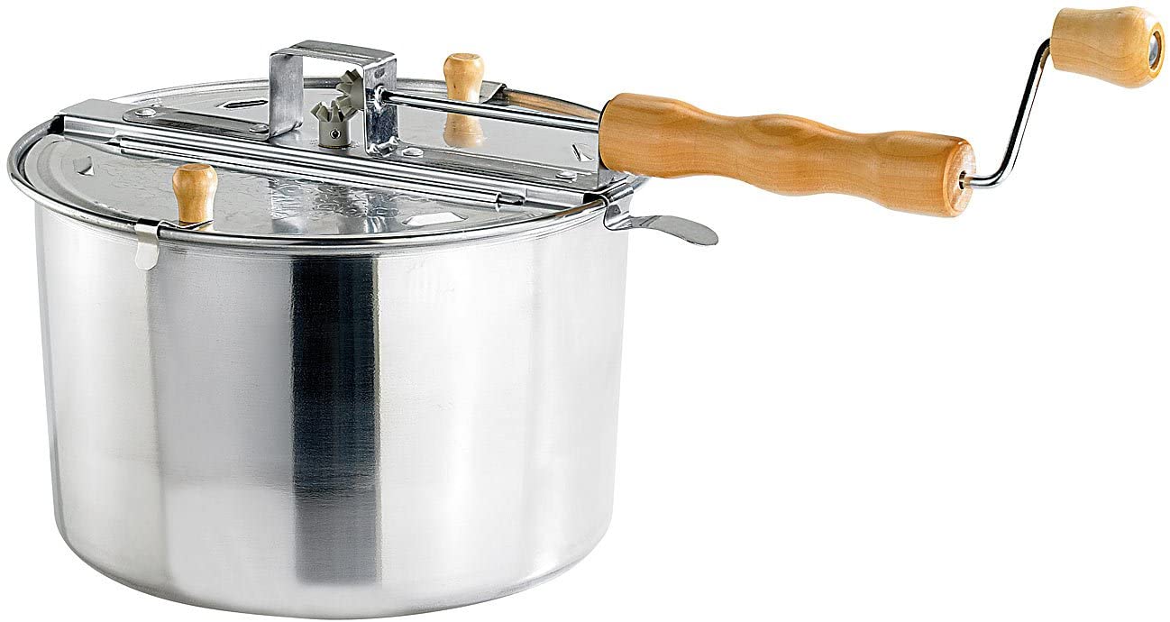 ROSENSTEIN & SOHNE Rosenstein & Söhne Retro Popcorn Pan with Handle, 6 Litre, 24 cm, for Perfect Cinema Popcorn