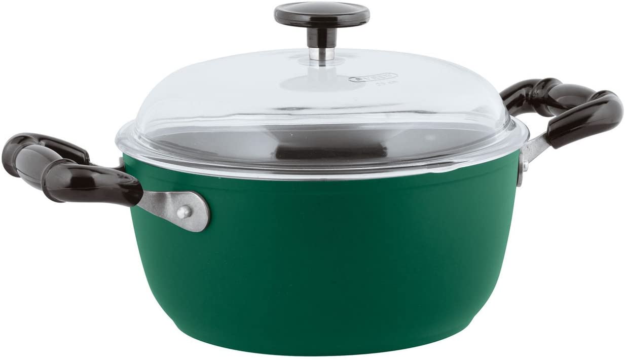 Rosenthal – sambonet Casserole Pot with Lid – 1965 Vintage – Quarzo Nero – Green – 20 cm Diameter