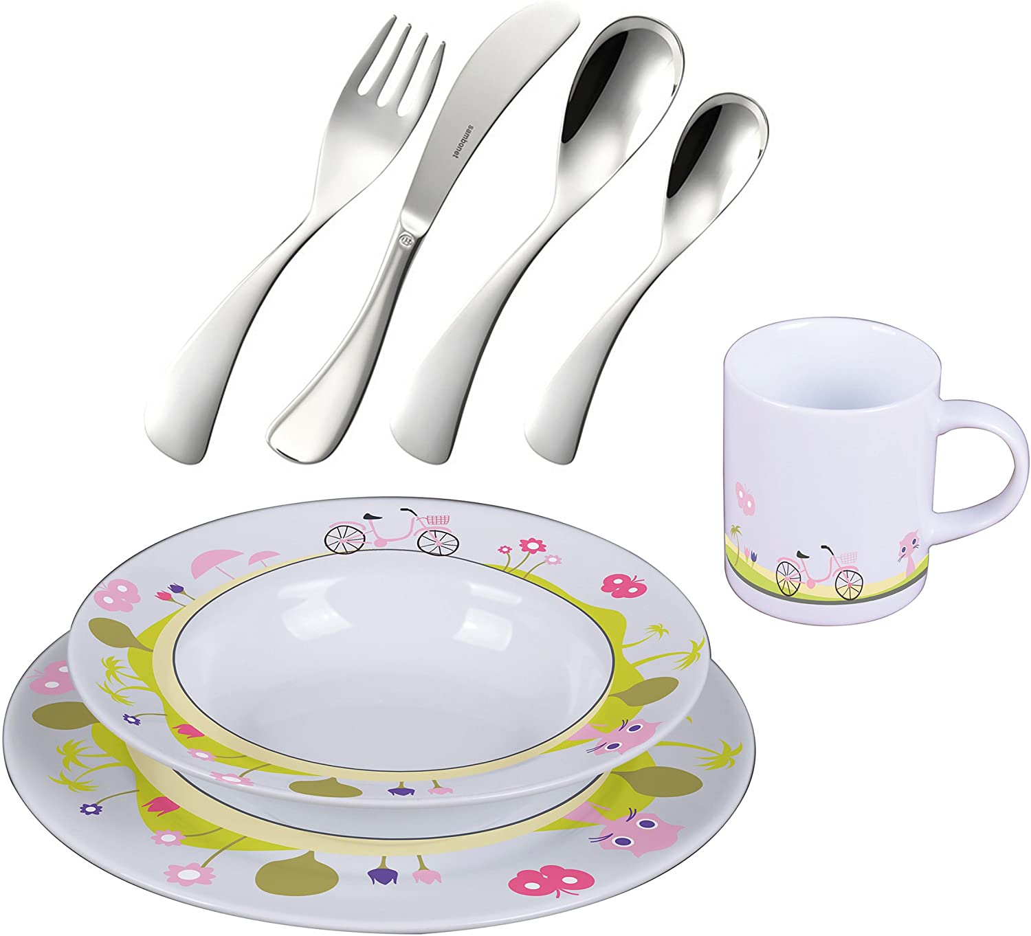 Rosenthal Sambonet Sambonet Rosenthal Jenny The Bike Children\'s Service with Cutlery Set 7 Pieces Porcelain