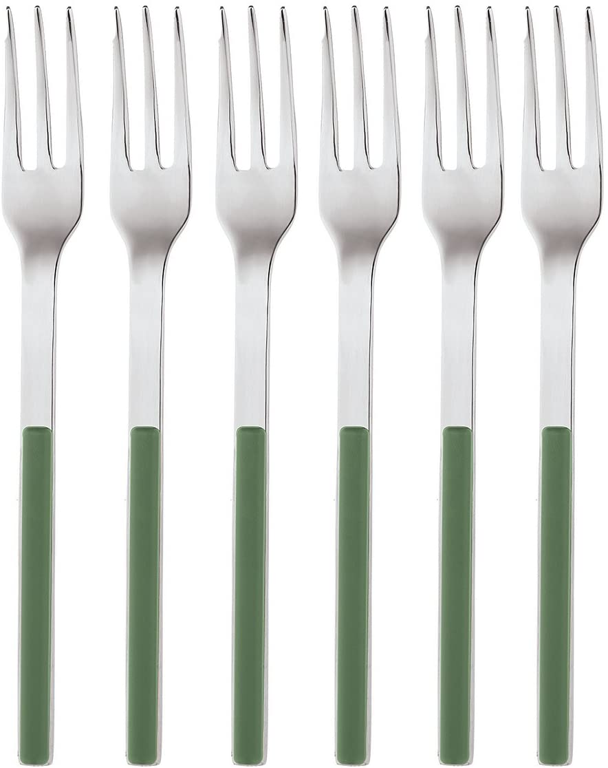 Rosenthal Sambonet Cake Forks Set of 6 Elba Stainless Steel Green