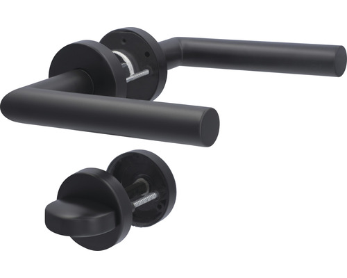 Alpertec Rosette set Fair I stainless steel/matt black for bathroom + toilet doors