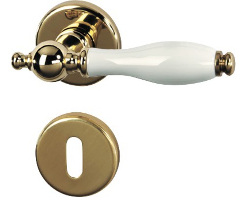 Alpertec Rosette set Nany brass/white porcelain BB for room doors