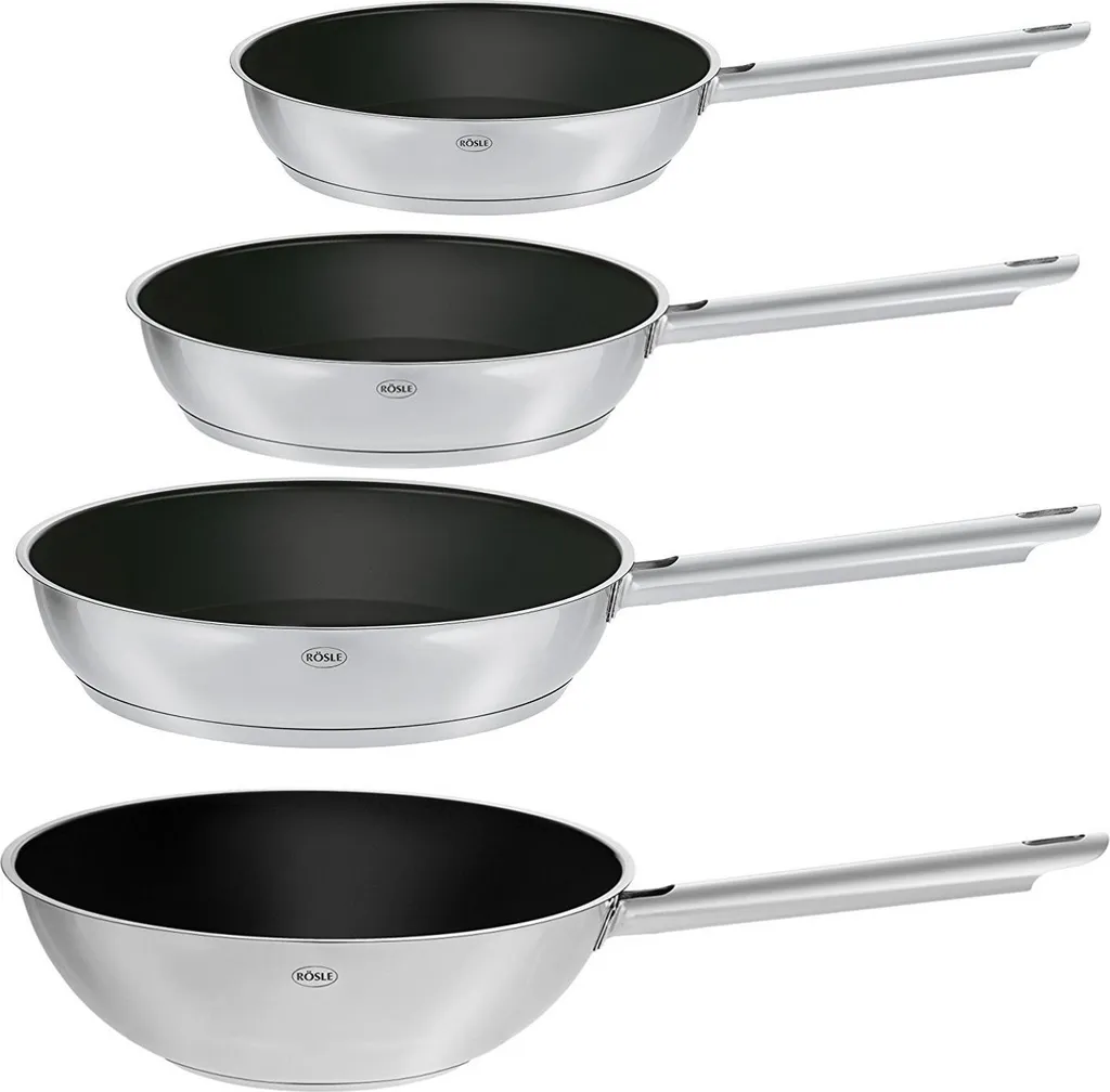 Rasle RÖSLE 4-piece frying pan set: Elegance frying pan (20/24/28 cm) and wok pan