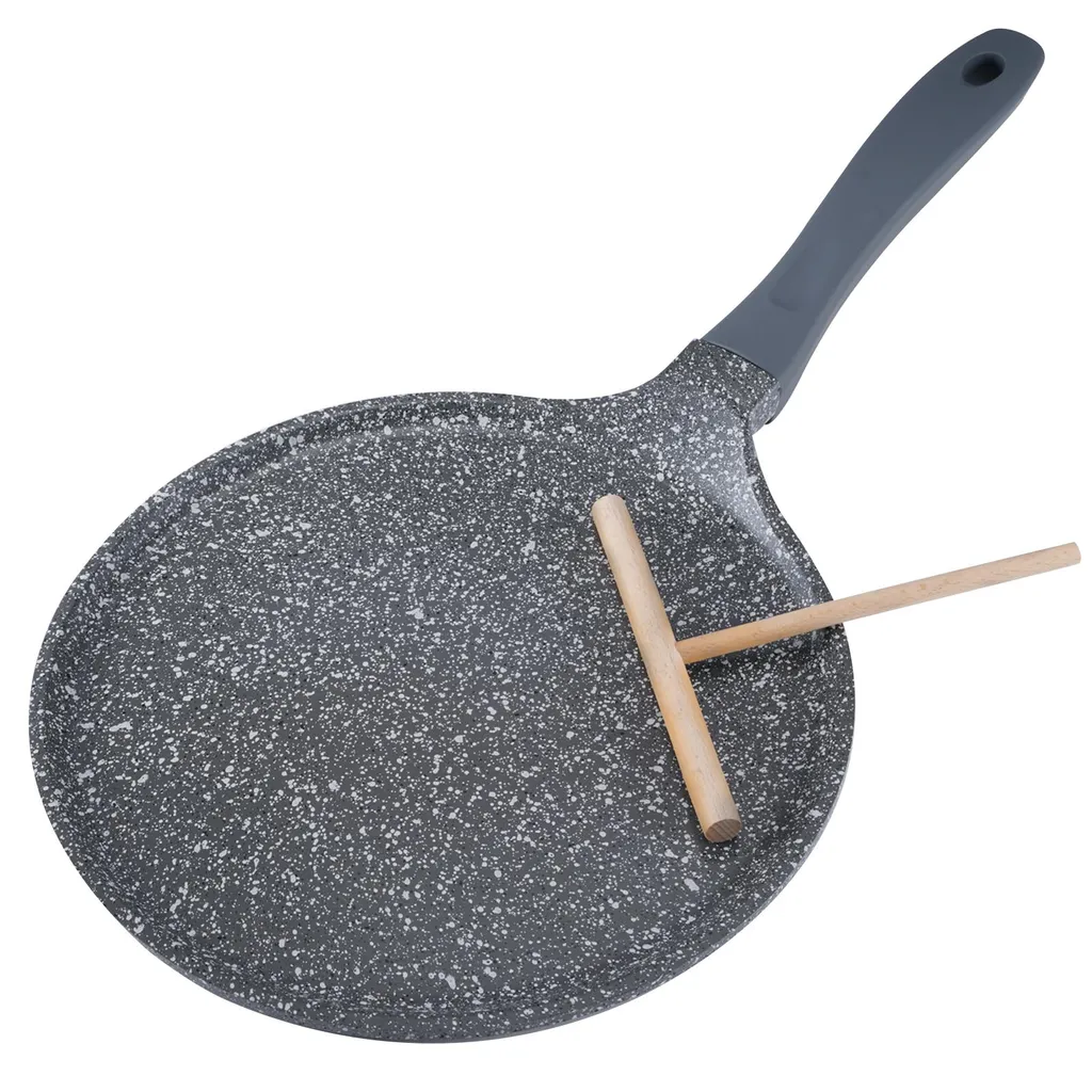 ROSSETTO Crepe Pan, Induction Compatible, 26cm Pancake Pan with Ceramic Coating, 24cm Inner Diameter, Cast Aluminum Frying Pan
