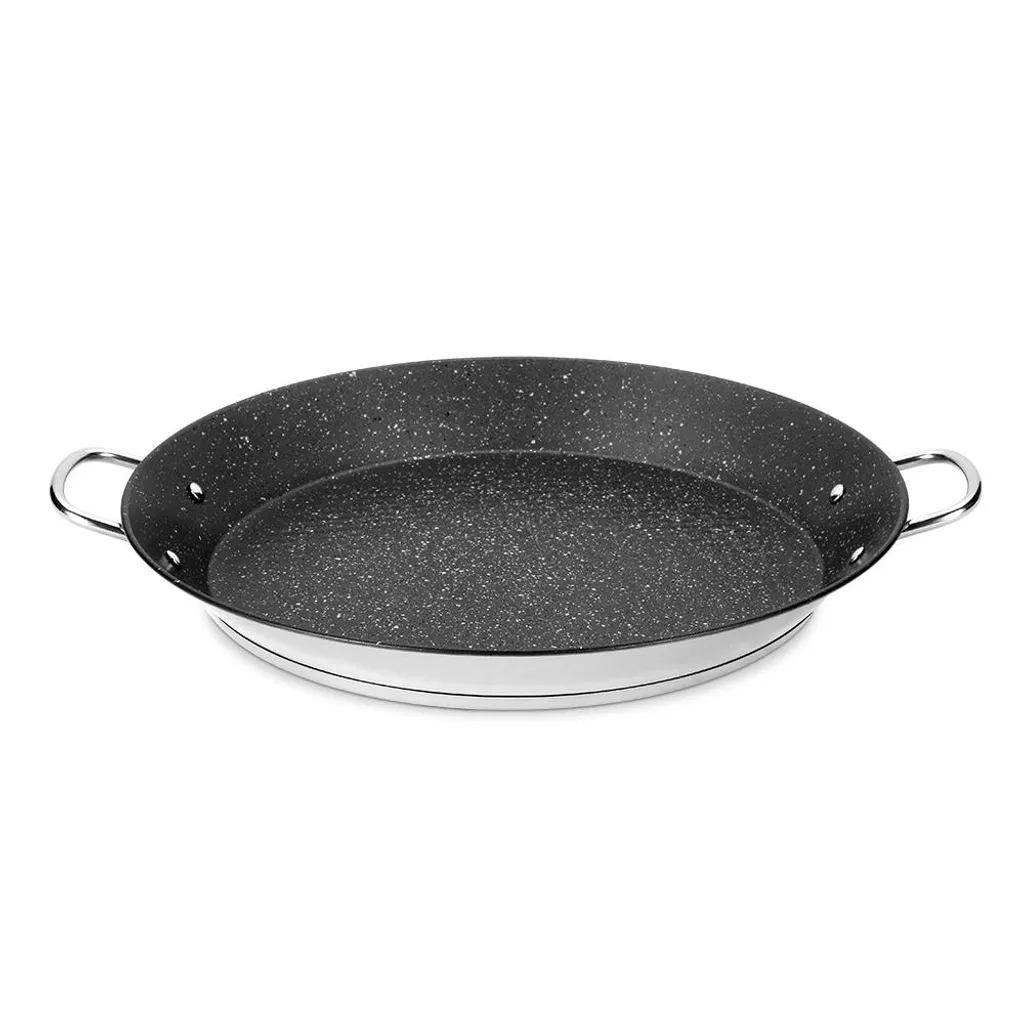 ROSSETTO Paella Pan, Induction Compatible, 36 cm, High-Quality 18/10 Stainless Steel, Serves 6, Professional, Robust, Non-Stick Paella Pan