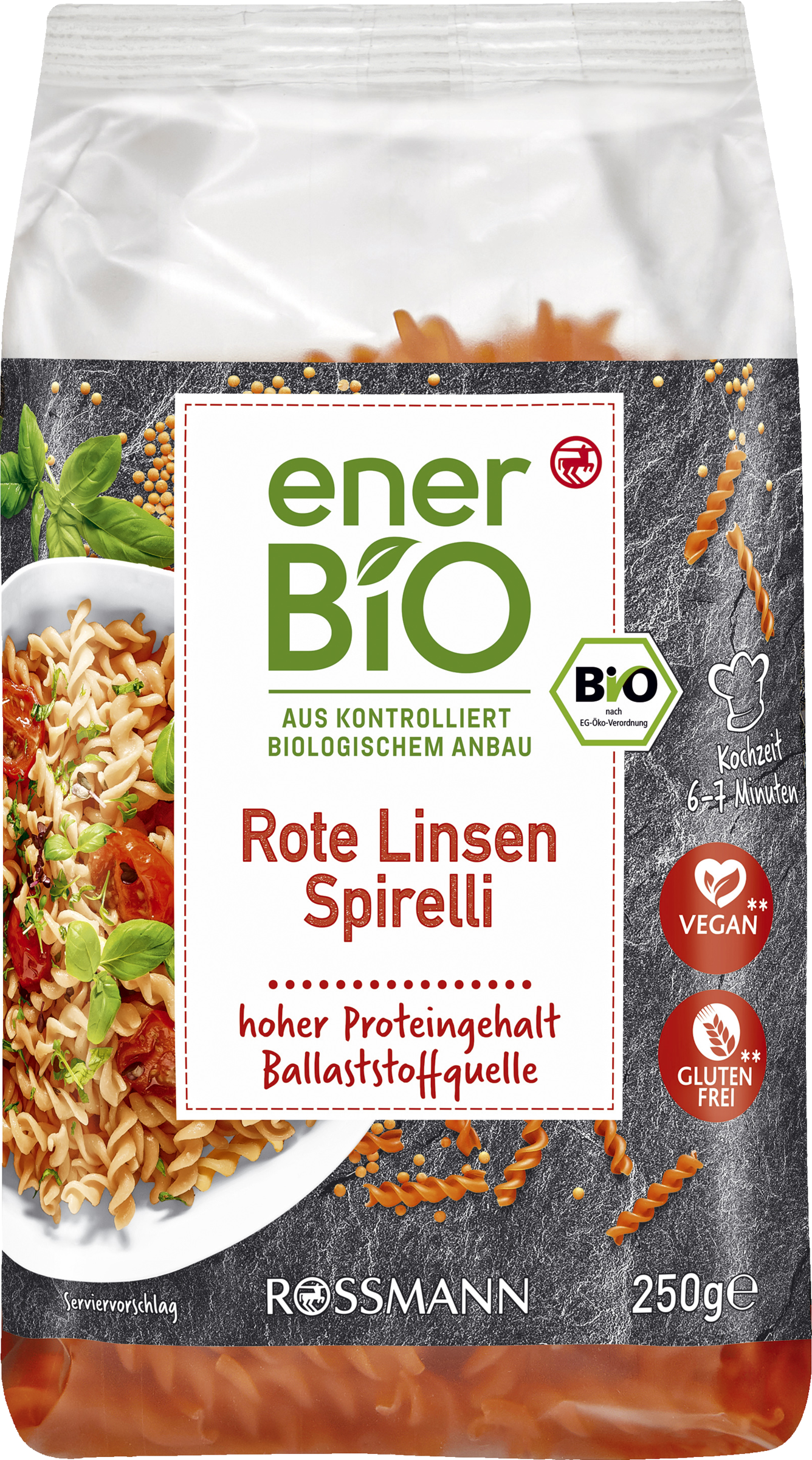 enerBiO Red lentils Spirelli