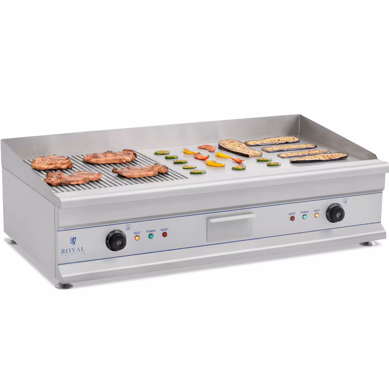 Royal Catering Double Electric Grill Plate - 100 cm - smooth - 2 x 3,200 W