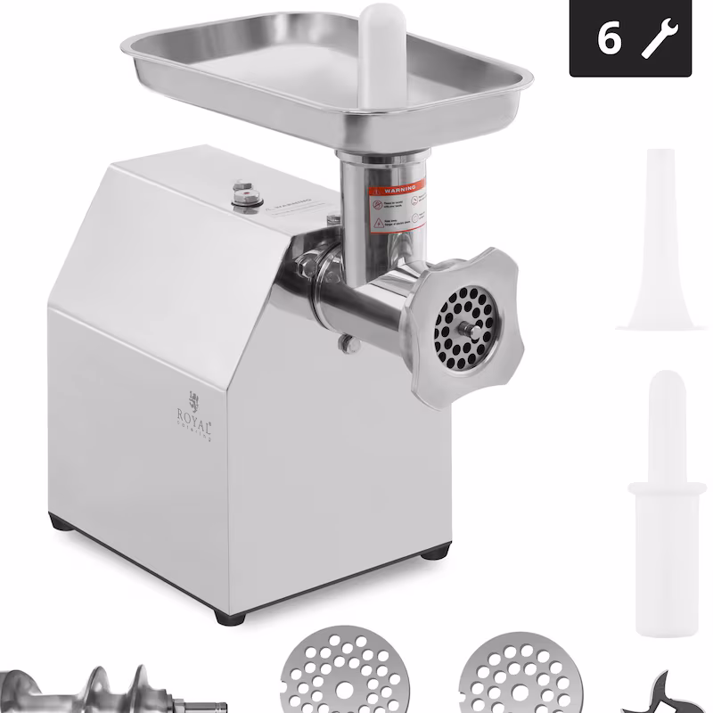 Royal Catering Stainless Steel Meat Grinder - Reverse Function - 140 kg/h