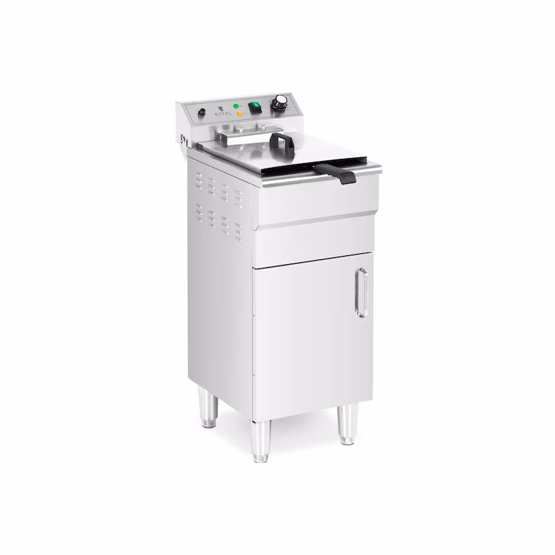 Royal Catering Electric Fryer - 16 l - 5000 W - 400 V - Base Cabinet - Drain Tap -