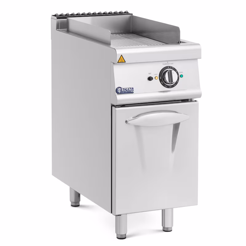 Royal Catering Electric Griddle - 5.4 kW - Ribbed - Base Cabinet - 40 x 70 cm - Pro 730 Series -