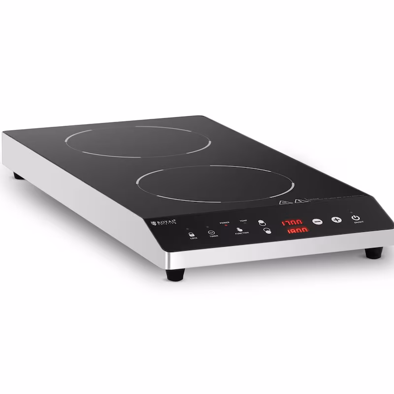 Royal Catering Induction Hob - 3500 W - 2 x 22 cm - 240 °C - Timer -