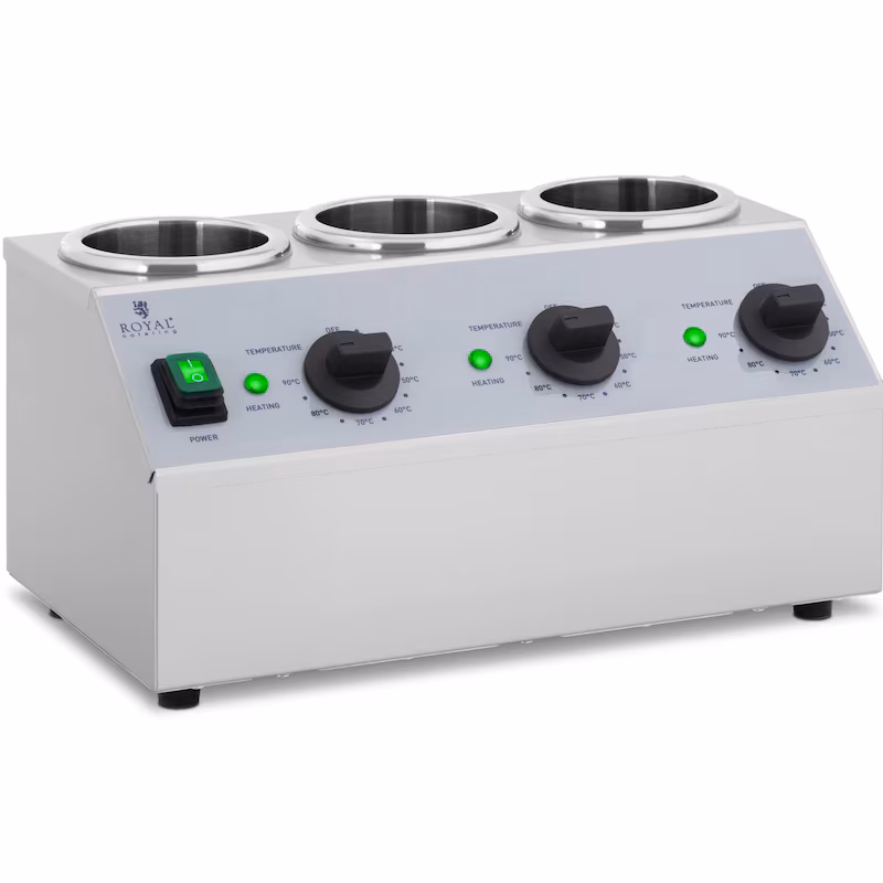 Royal Catering Sauce Warmer - 3 x 1 L - Control Panel on Top -