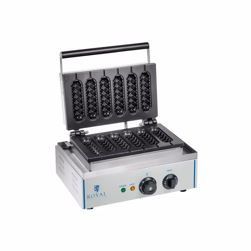 Royal Catering Waffle Iron - 1,550 Watts - Handle - Corn Dog
