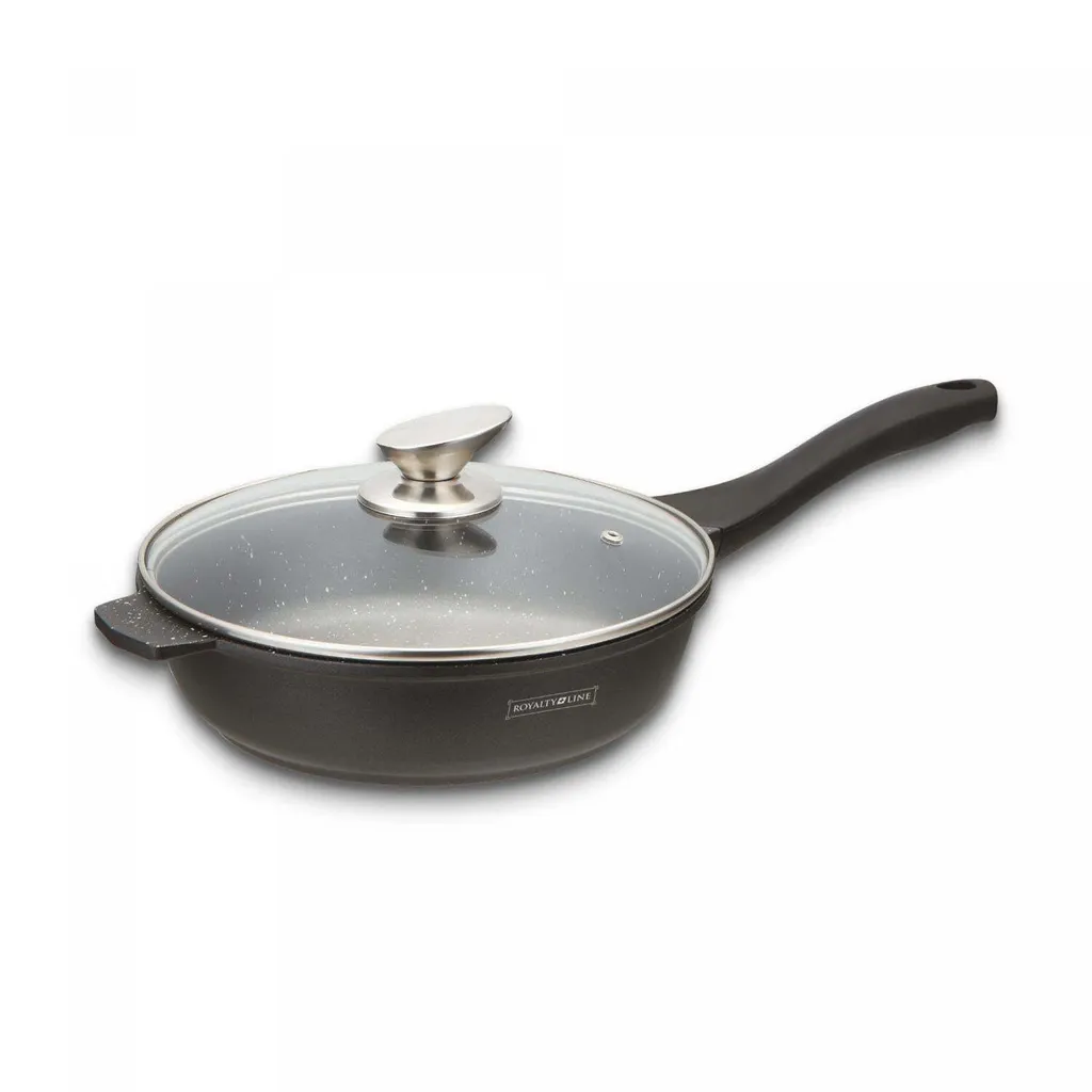 Royalty Line RL-BDF24-M: 24cm Marble-coated frying pan with glass lid