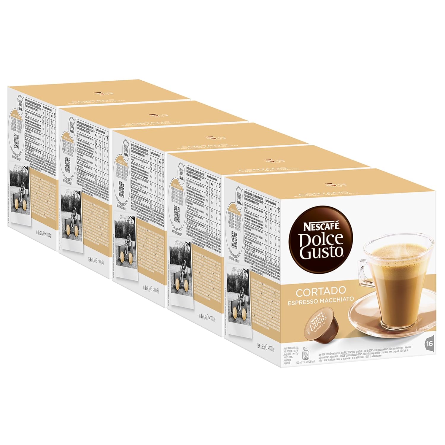 Nescafé Dolce Gusto Cortado Espresso Macchiato, Coffee, Coffee Capsule, Pack of 5, 5 x 16 Capsules