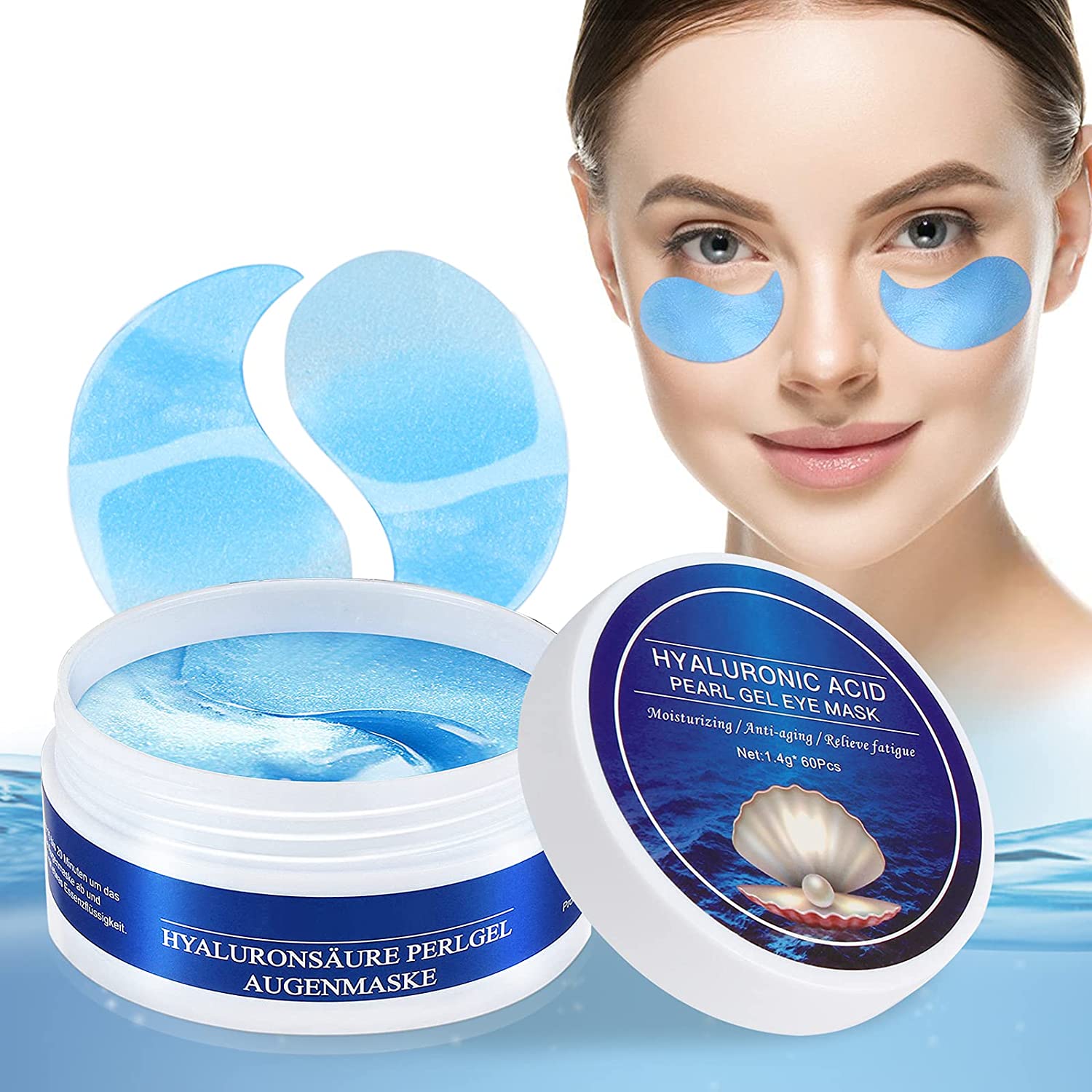CUSMAY Augenpads Eye Mask Hyaluronsäure Collagen - Eye Pads gegen Augenringe Tränensäcke Falten Dunkle Kreise & Puffiness, Eye Patch Hydrogel Augenpads, Anti Aging Augen Pads mit Kühlend Feuchtigkeit 60pcs…, ‎augenpads