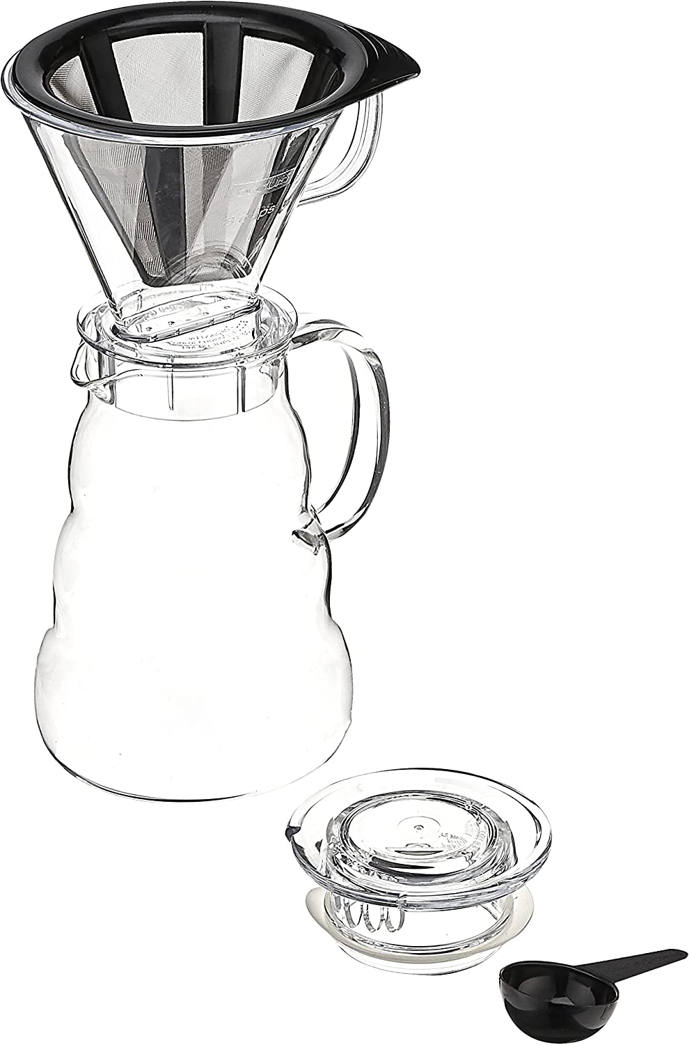 Bodum melior Stainless Steel Complete With Mesh Filter Coffee Maker 8 Cups with Tritan Filter Holder, Glass, Transparent, 15 cm