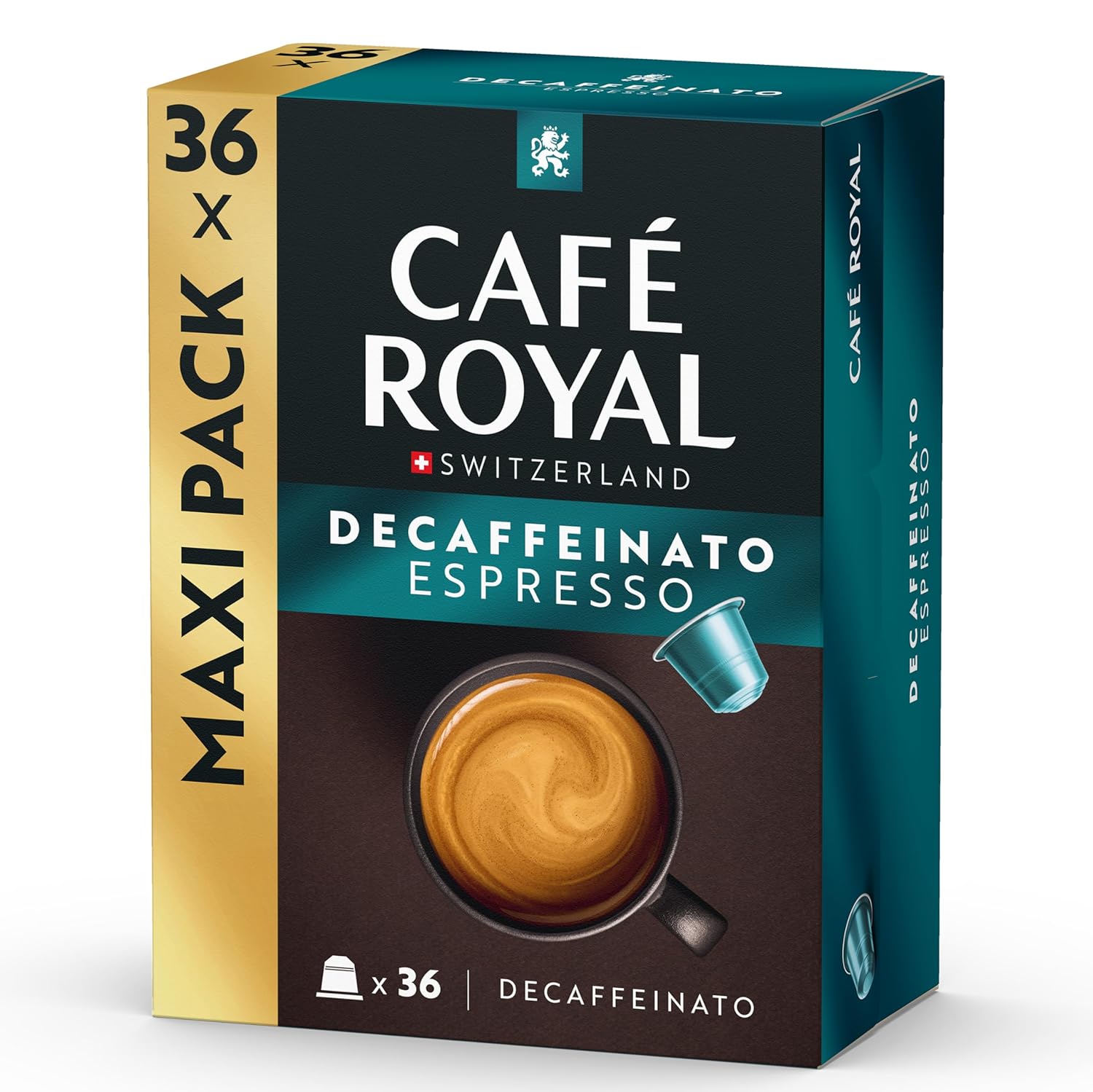 Café Royal Espresso Decaffeinato 36 Capsules for Nespresso Coffee Machine - 5/10 Intensity - UTZ certified Coffee Capsules recyclable aluminum