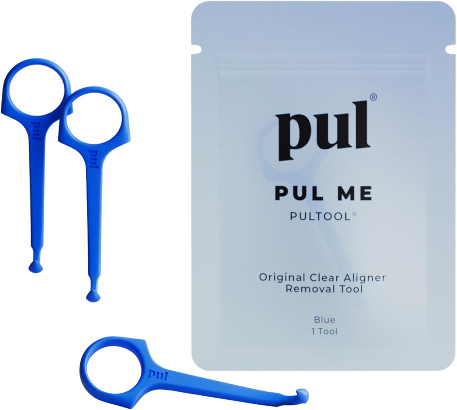The Pultool Store PUL Aligner Removal Tool - Blue | Safe and Hygienic Hook for Invisalign and Retainer | Gentle BPA Free Design for Everyday Use | Pack of 3