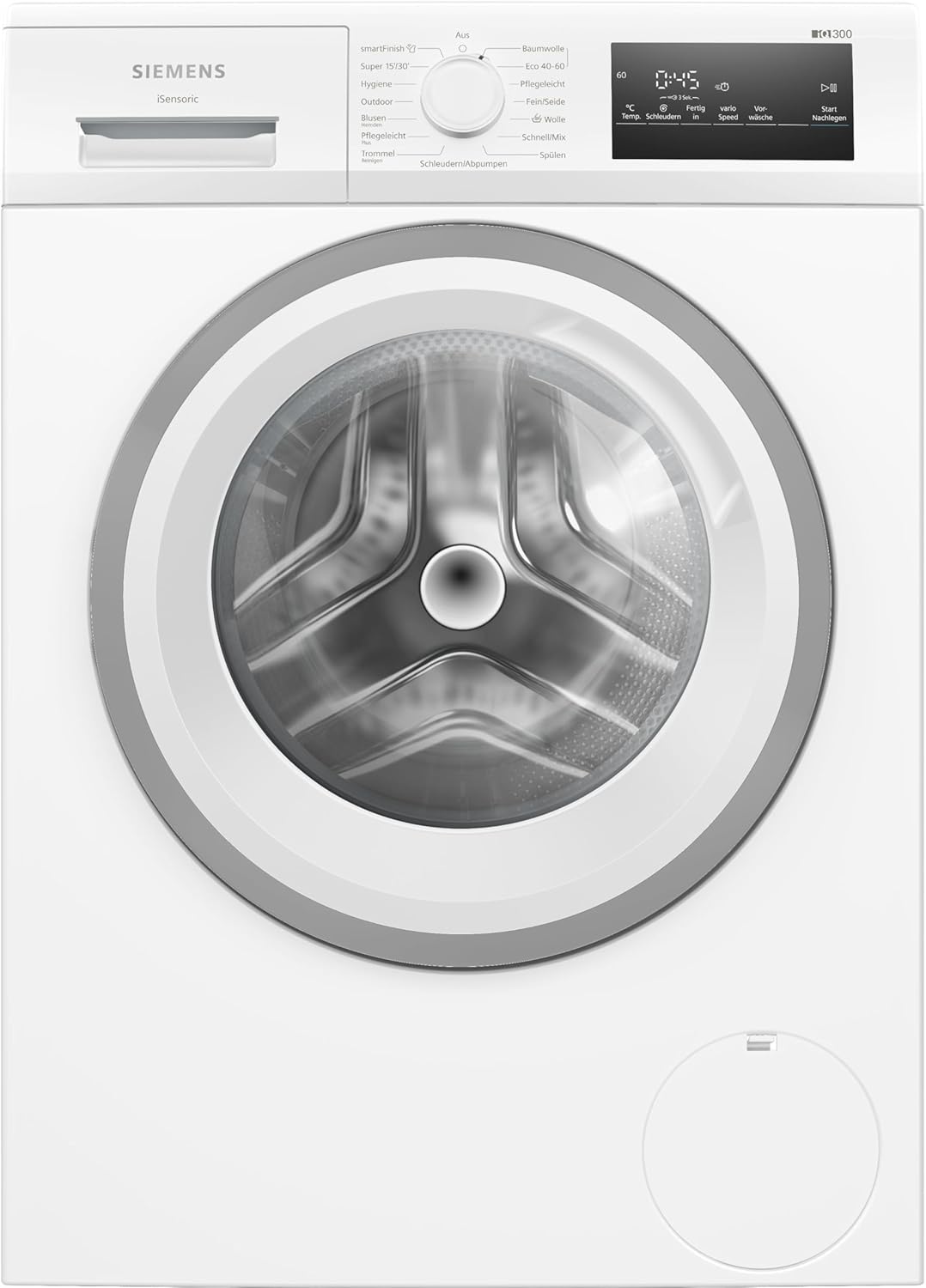 Siemens WM14N127 Washing Machine iQ300, Front Loader with 8 kg Capacity, 1400 rpm, speedPack L, smartFinish, Outdoor Programs, LED Display, White, 60 cm